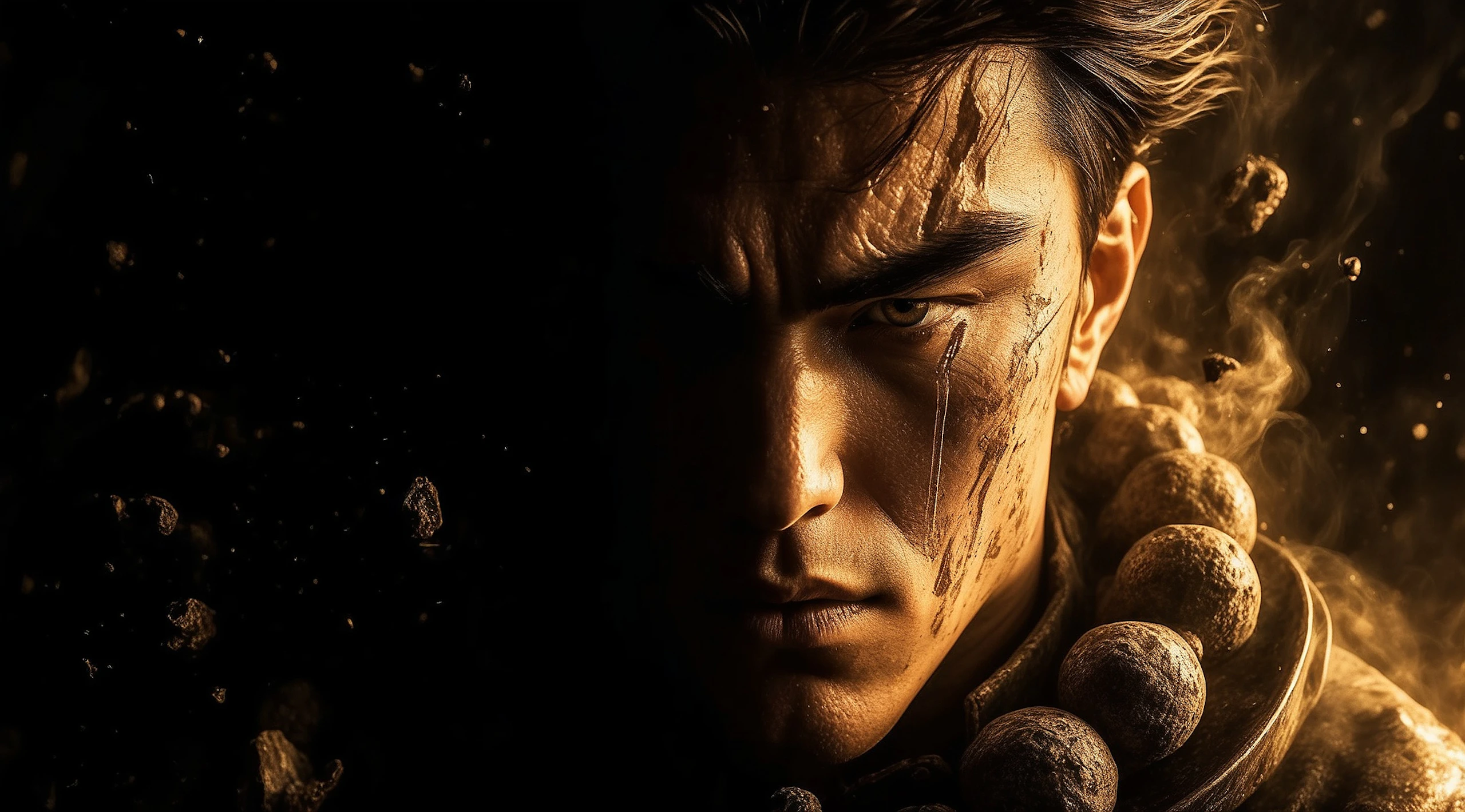 Alchemy-enhanced portrait with dramatic golden lighting, created with Leonardo.Ai