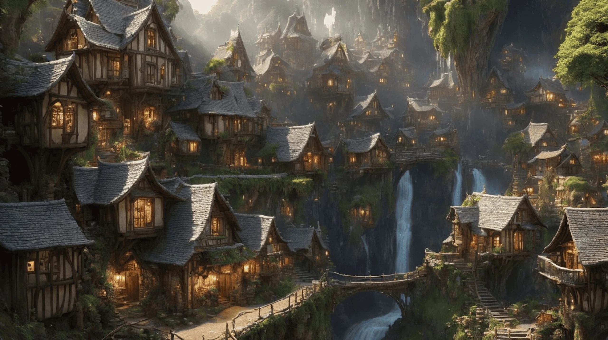 A cute village location for Myth Maker AI, made with Leonardo